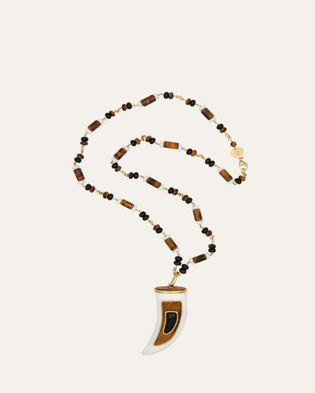 18K Yellow Gold Chain and Charm Tooth Necklace, 20"L